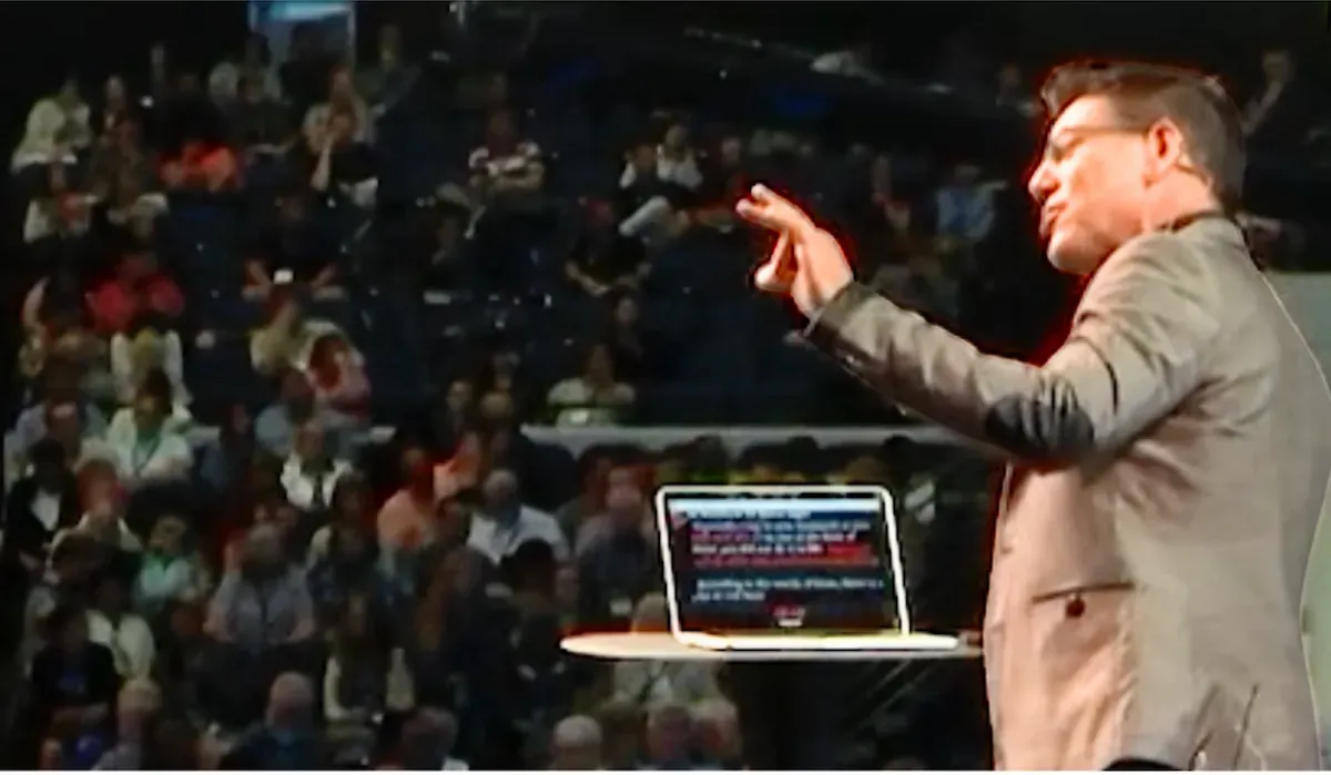 John Franklin Wiley speaking to a large audience