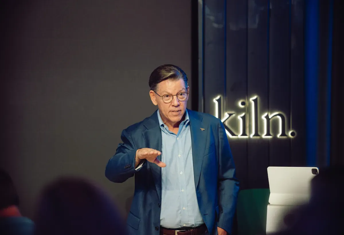 John Franklin Wiley making a point during a presentation