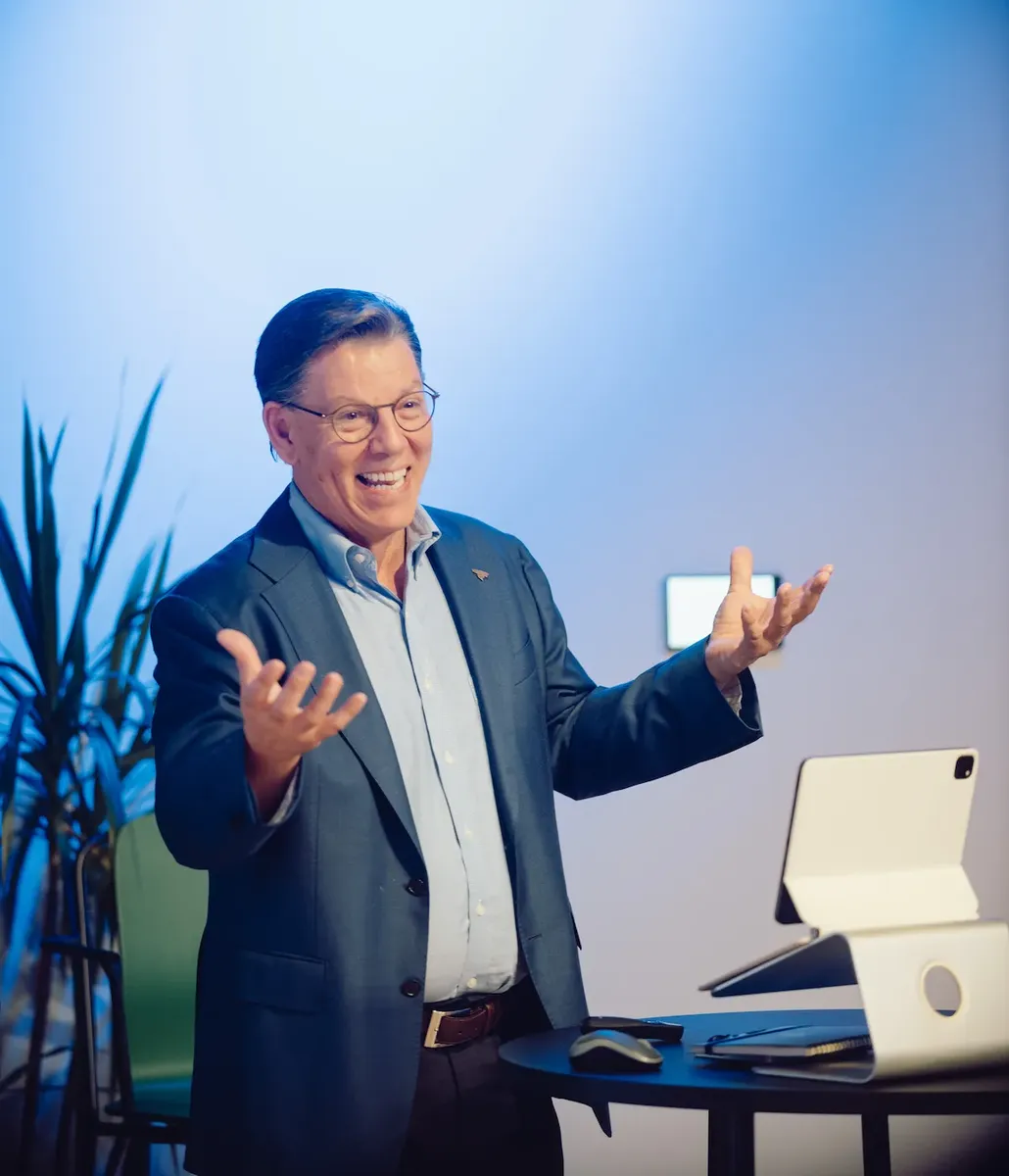 John Franklin Wiley presenting with open arms